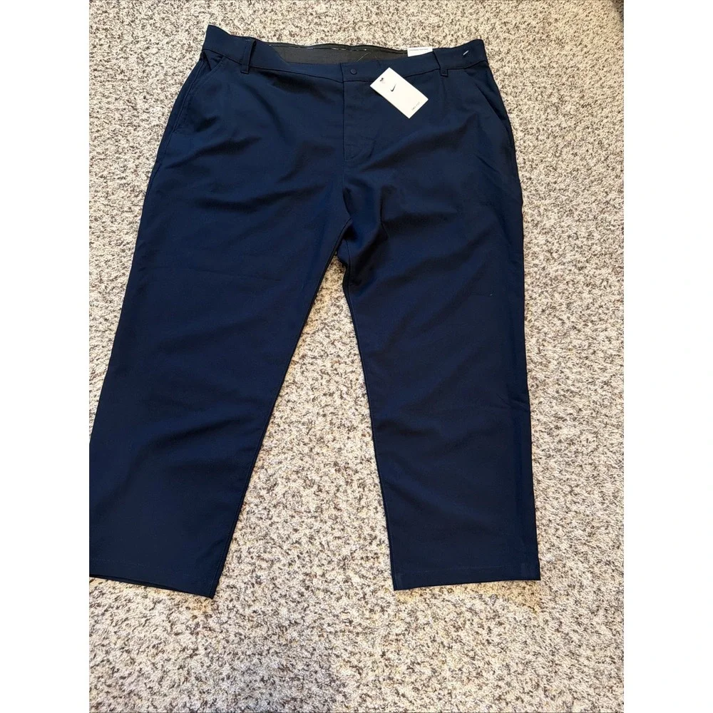 Nike NEW Straight Leg Dri Fit Blue Elastic Waist Pants Mens Sz 42x30 Hemmed